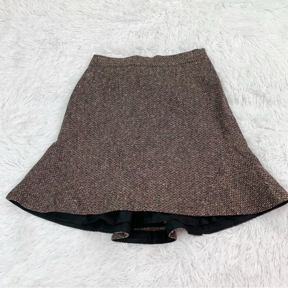 Stella McCartney women size 38 flounce hem wool blend mini tweed skirt in brown - Picture 1 of 11
